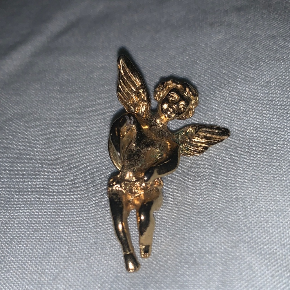 Gold Tone Angel Cherub Brooch - Women Jewelry Brooches